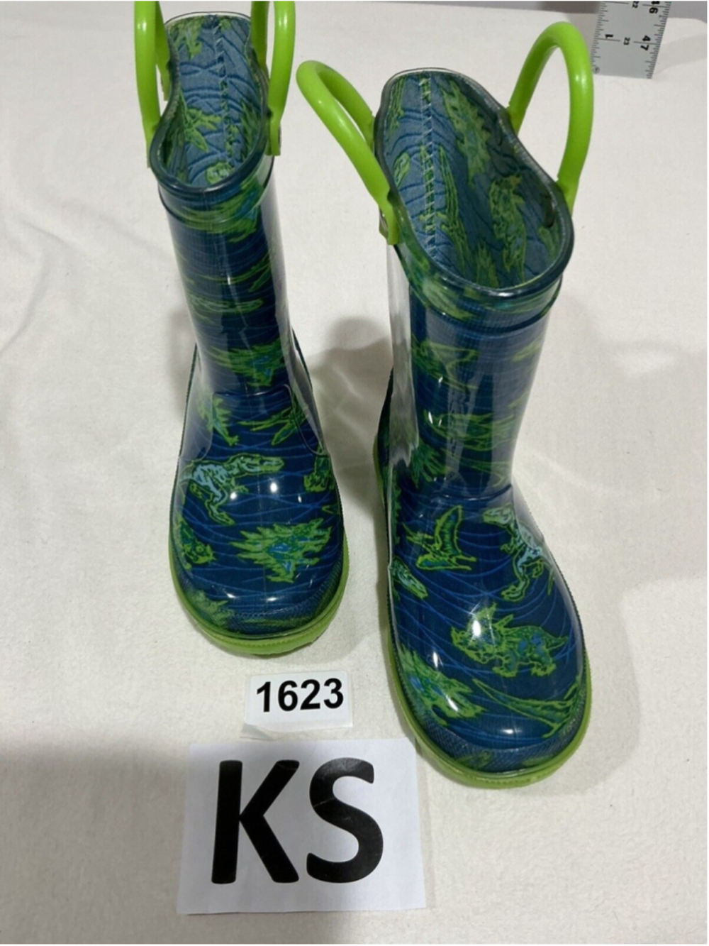 Little Boys Zoogs Blue Green Dinosaurs Rain boots Size 8